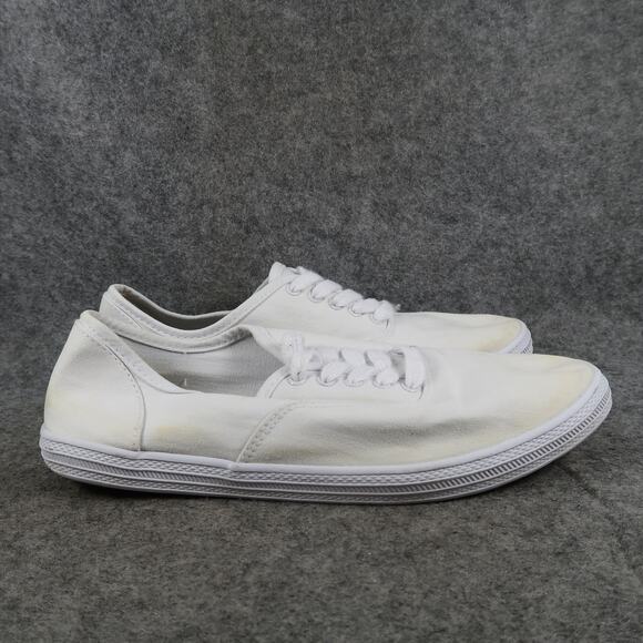 Universal Thread Shoes Womens 9 Casual Sneaker Fabric Lace Up Flat Comfort White - Picture 1 of 12